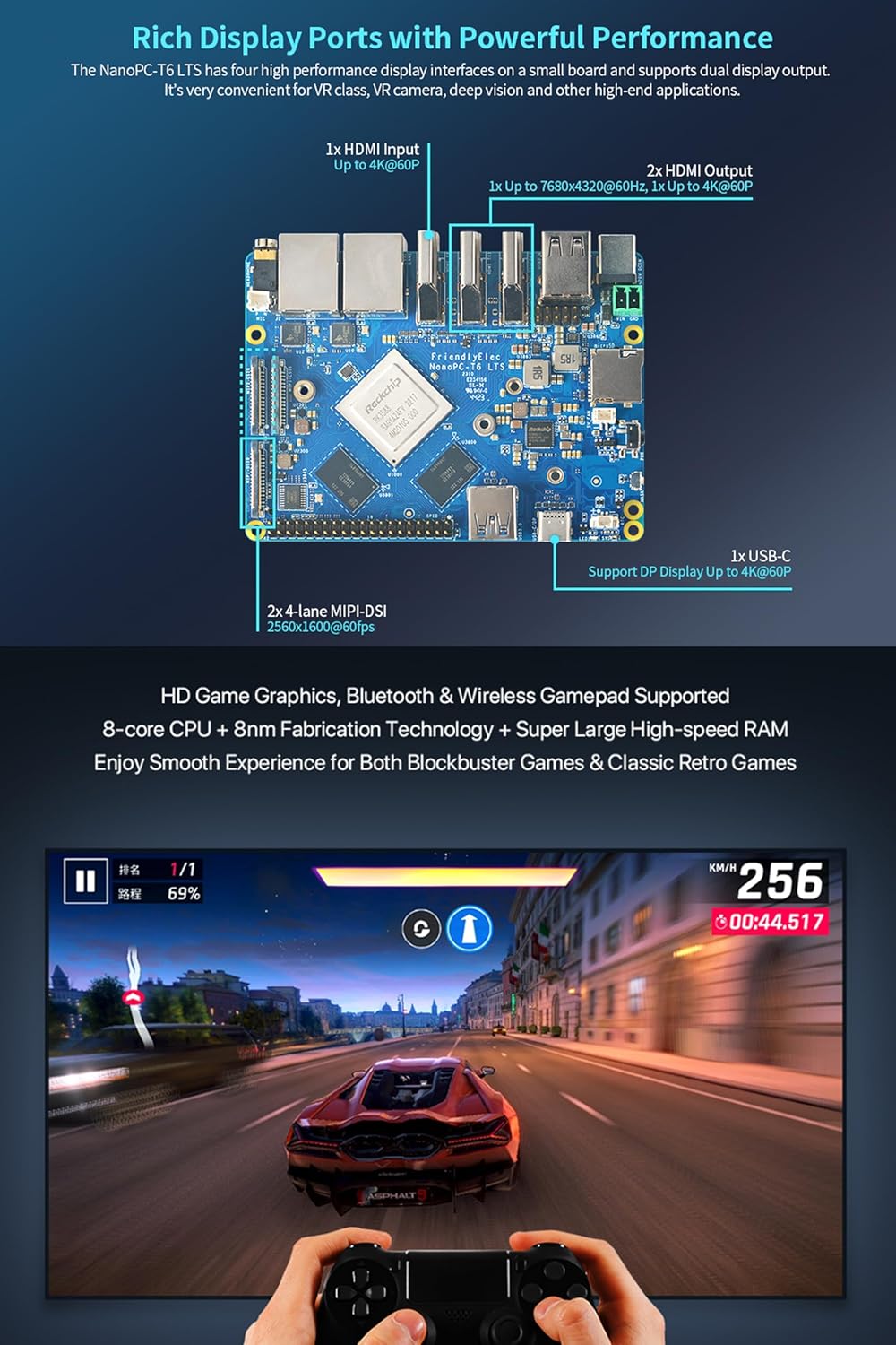 NanoPC-T6 Computer Mini WiFi Router, Office Home Smart IoT Gateway, Wireless Dual Band Router, Rockchip RK3588 CPU 6Tops NPU, 2X 2.5Gbe Ethernet Port, Support M.2 NVMe SSD Module (16+64GB Bundle)