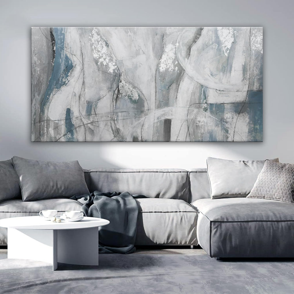 YISXINOAG Large Abstract Wall Art For Living Room Hanging Grunge Room Home Wall Decor Blue Canvas Art Wall Decor Painting White Wall Art Picture For Bedroom Home Office Decoration 29' X 58'
