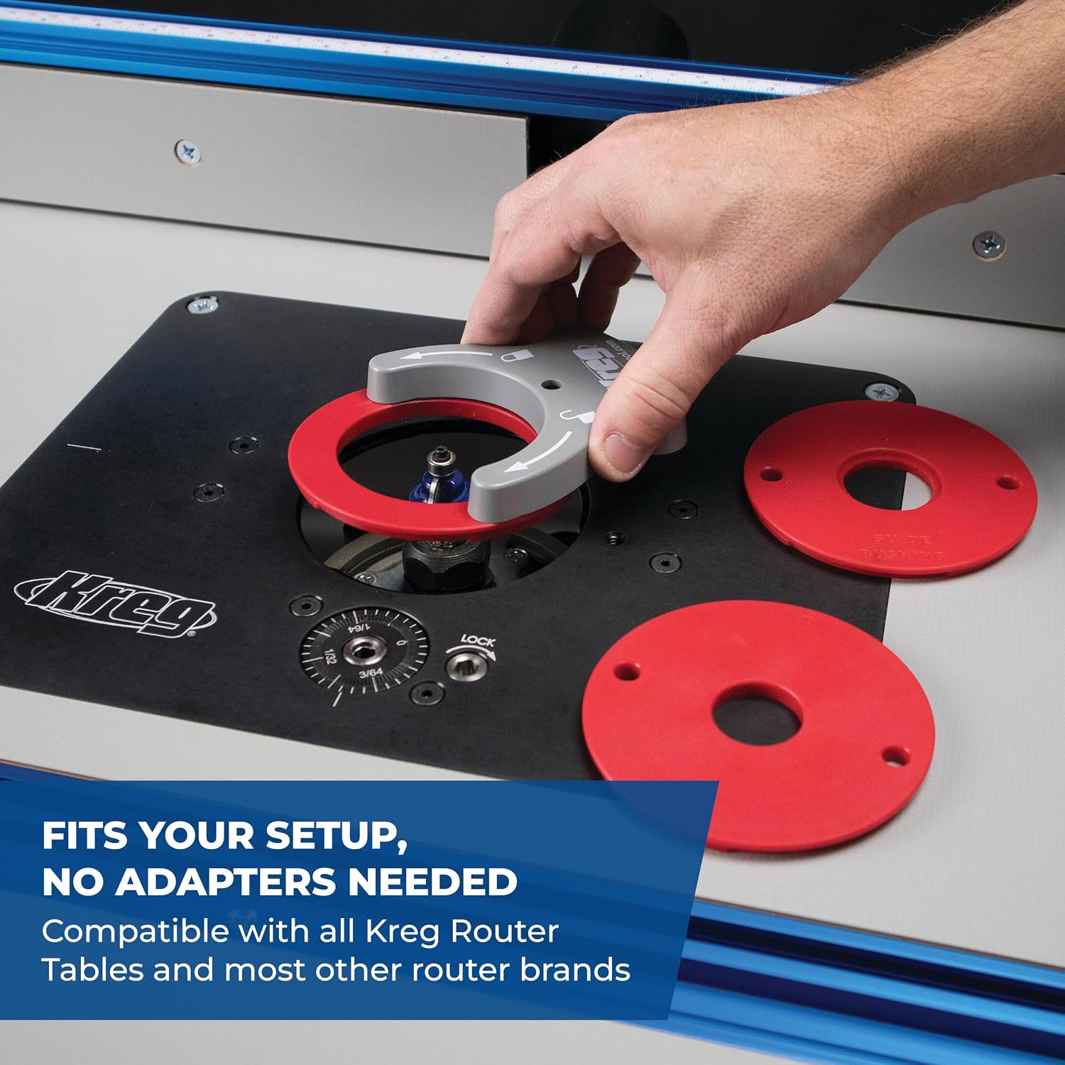 Kreg PRS5000 Precision Router Lift - Router Table Lift System - Durable Router Plate Insert - Router Table Plate Insert - For Quick, Accurate, Reliable & Repeatable Setups