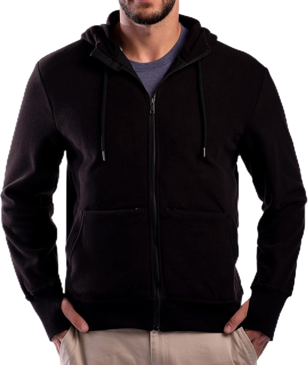 SCOTTeVEST Microfleece Hoodie for Men - 21 Hidden Pockets - Warm Fleece Zip Up Sweatshirt for Travel & More