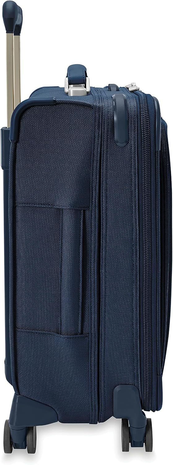 Briggs & Riley Global 21' Carry On Expandable Spinner - Luggage for International Travel, Suitcases with Wheels, Softside Rolling Bag for Men & Women, Self-Repairing Zipper - Baseline Collection, Navy