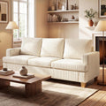 Fiona's magic 89' White Corduroy Couch for Living Room, 3 Seater Cloud Sofa, Deep Seat Floor Couch for Bedroom, Futon Modern Sofa Bed, White Corduroy