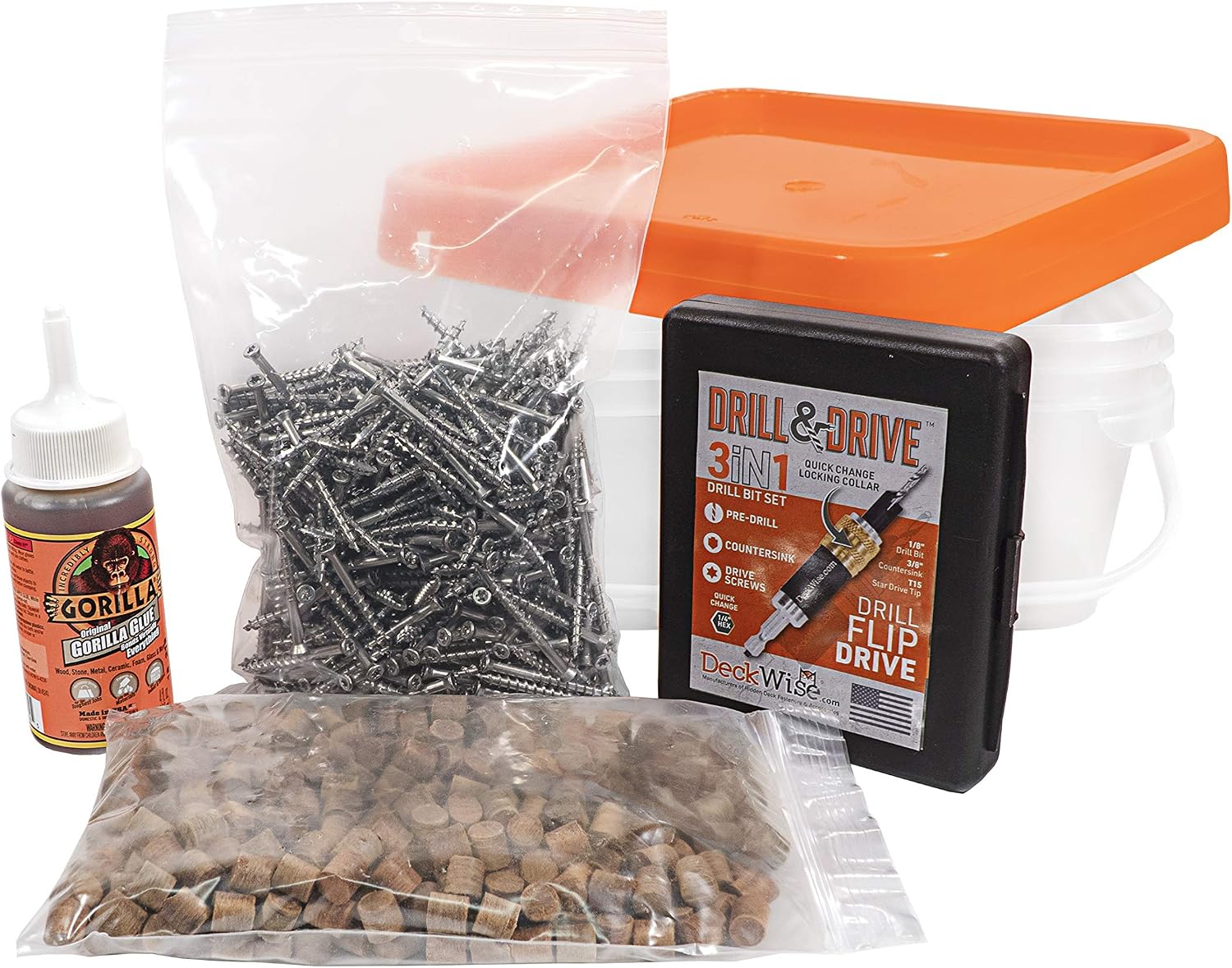 DeckWise (Cumaru) Hardwood Master Plug Kit, 3/8' Tapered Hardwood Plugs and Stainless Steel Screws (350 CT. KIT)