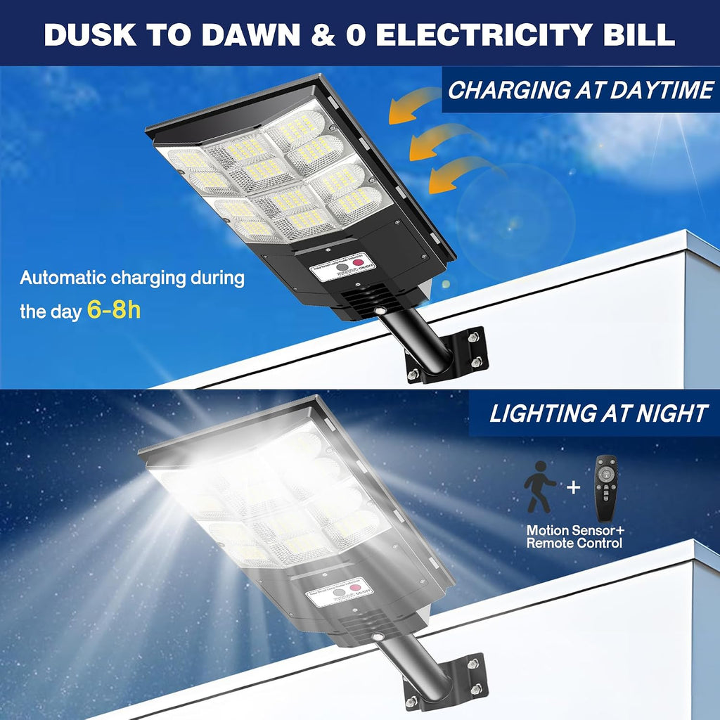 Solar Flood Lights Outdoor 3000W with Motion Sensor, 20000LM Super Bright Waterproof Security Lights for Backyard, Driveway, Garden, Yard, Garage - Ideal for Homeowners & Businesses