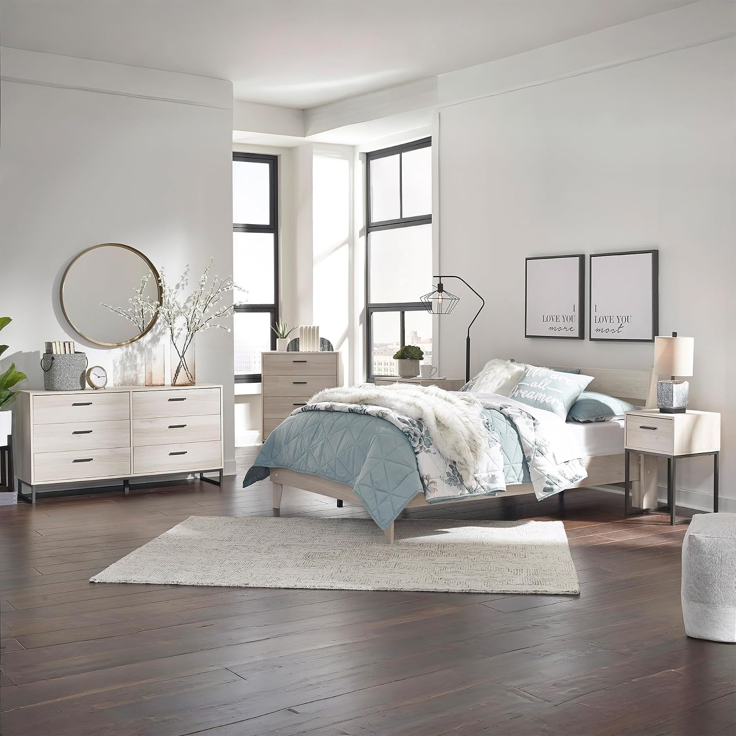 Signature Design by Ashley Socalle Casual Farmhouse Platform Bed Frame, Twin, Natural Beige