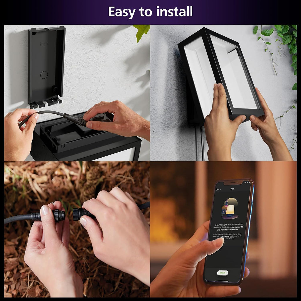 Philips Hue Impress Outdoor Wall Light Wide (Low-volt), (240 x 190mm) White & Color Light, Voice Control, Bridge required