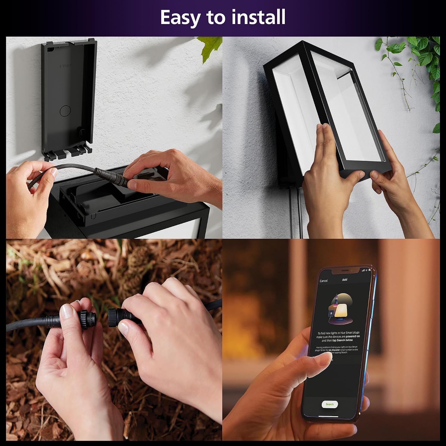 Philips Hue Impress Outdoor Wall Light Wide (Low-volt), (240 x 190mm) White & Color Light, Voice Control, Bridge required