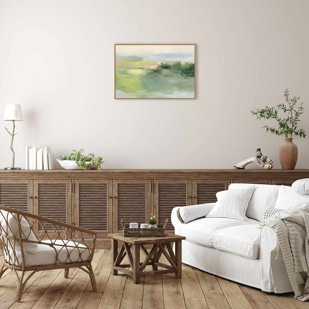 Amanti Art Framed Canvas Wall Art 23x33 Gentle World by Julia Purinton, Framed Wall Art Canvas, Landscapes Artwork, Modern Contemporary Decor, Large Poster Painting for Living Room, Bedroom, Bathroom