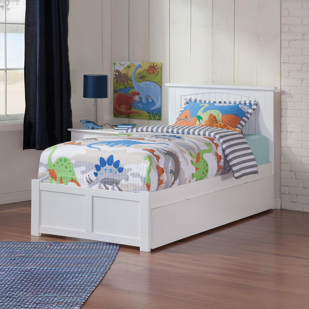 AFI, Nantucket Twin Platform Bed with Footboard & Twin Trundle, White