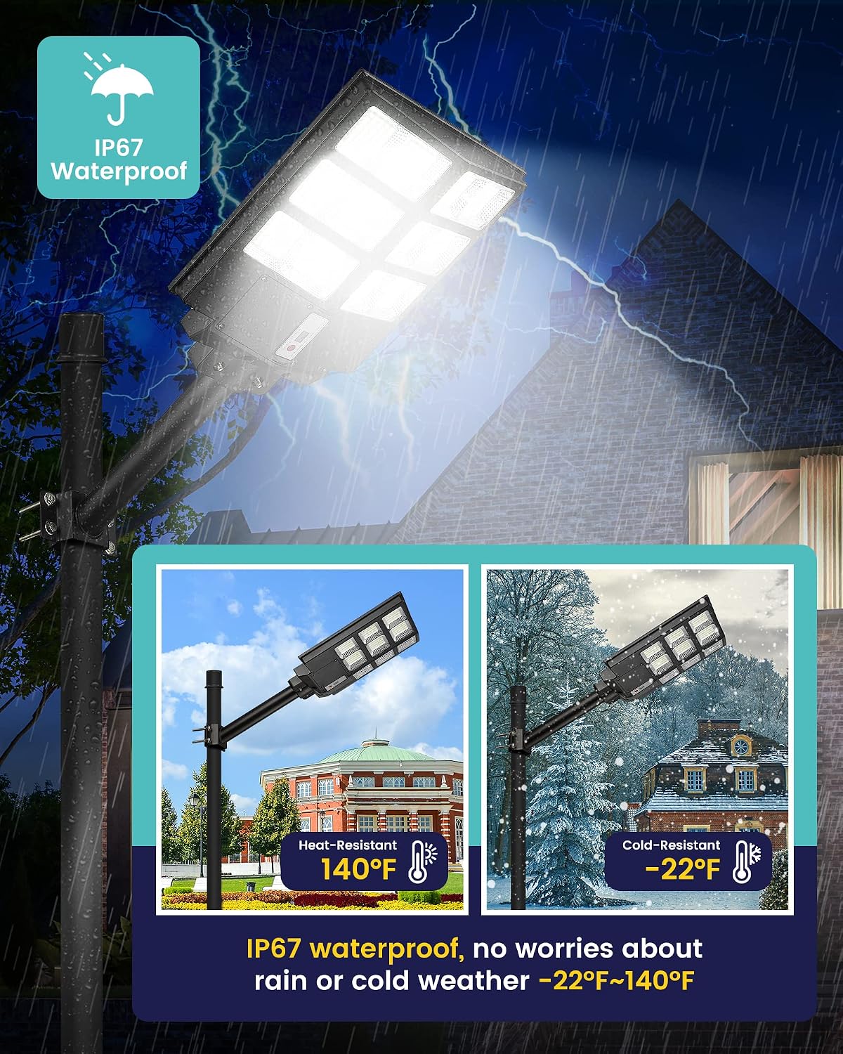 6000W 600000LM Solar Street Lights Outdoor Waterproof, IP67 LED Security Flood light with Motion Sensor, Dusk to Dawn Solar Lights Outdoor for Outside, Parking Lot, Yard, Garage, Remote Control, 2PCS