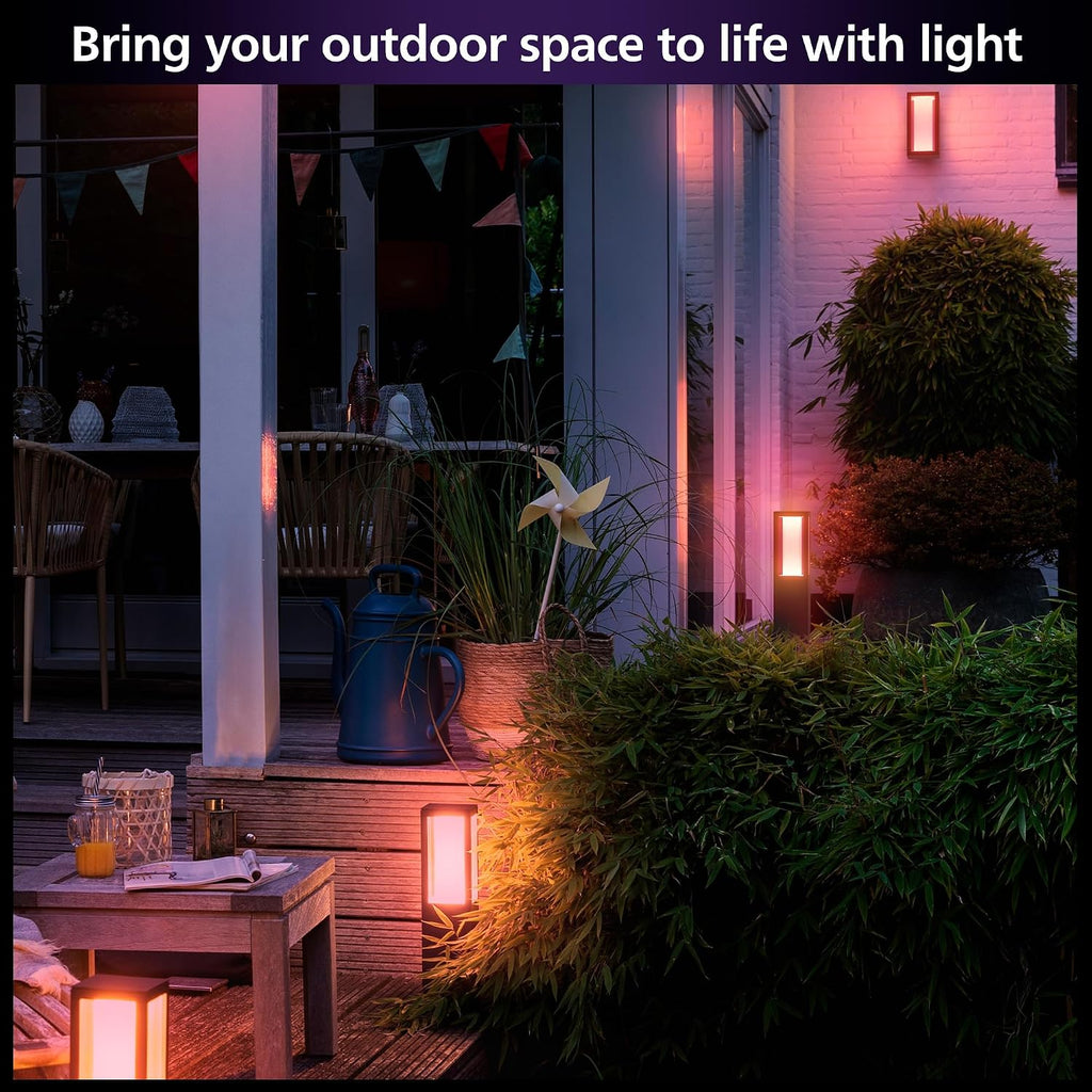 Philips Hue Impress Outdoor Pedestal Light (Low-volt), (400 x 100mm) White & Color Light, Voice Control, Bridge required
