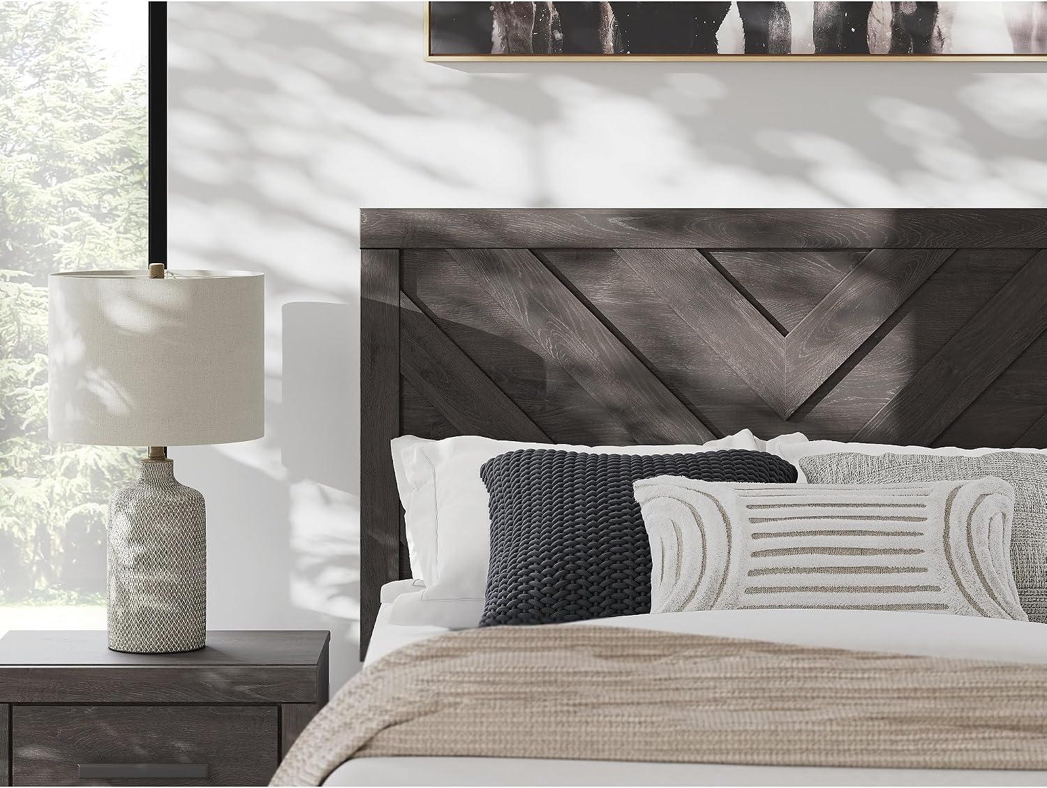 Signature Design by Ashley Prendonea Farmhouse Full Panel Bed, Foundation or Box Spring Needed, Gray