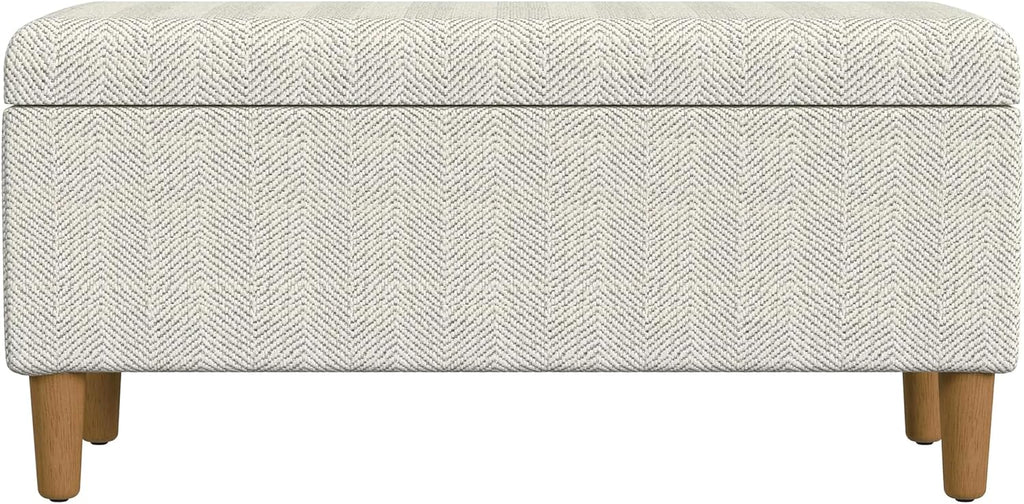 HomePop Malmo Decorative Storage Bench -Cream Chevron Woven