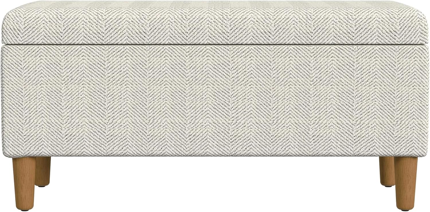 HomePop Malmo Decorative Storage Bench -Cream Chevron Woven