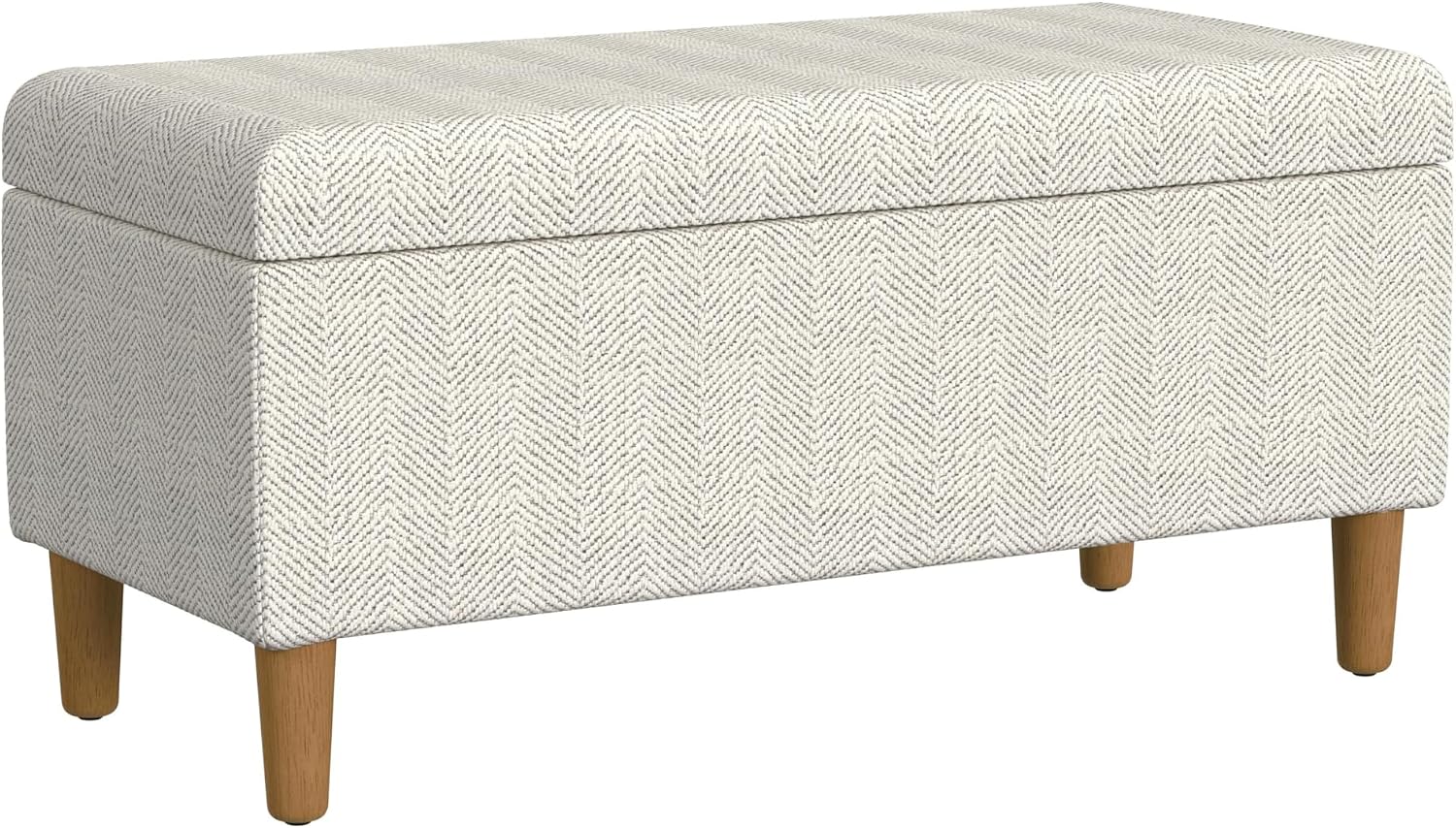 HomePop Malmo Decorative Storage Bench -Cream Chevron Woven
