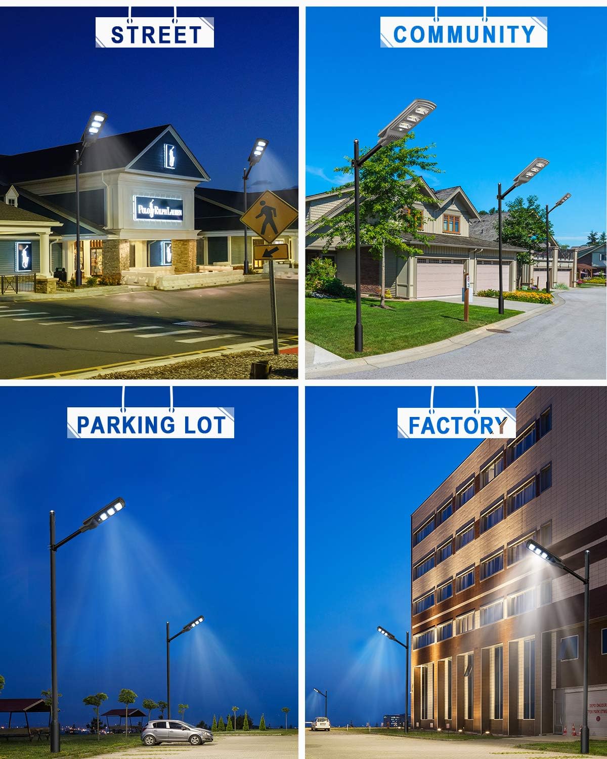 Lovus 2Pack Solar LED Street Light, 4200W Outdoor Solar Parking Lot Light Dusk to Dawn with Motion Sensor for Garage, Driveway, IP65 Waterproof, Wall or Pole Mount
