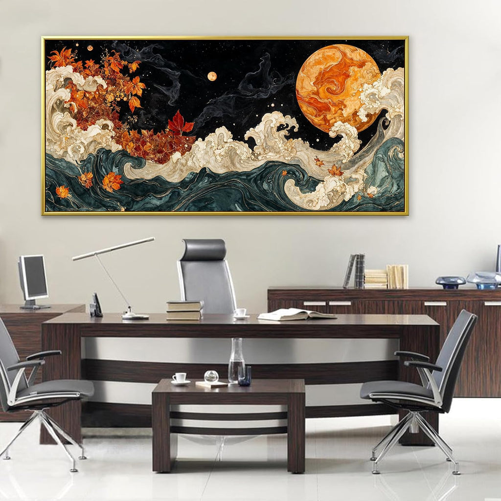 Large Wall Art For Living Room Gold Framed Wall Art Prints Boho Abstract Colorful Canvas Art Wall Decor Painting Pictures Abstract Black Wall Decor For Home Bedroom Office Ready To Hang 29' × 58'