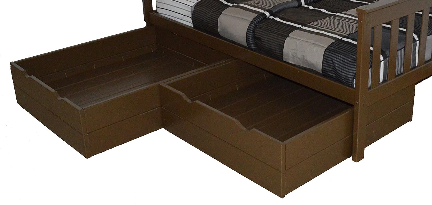 A & L Furniture 2 Piece Bed Drawers, Twin, Coffee