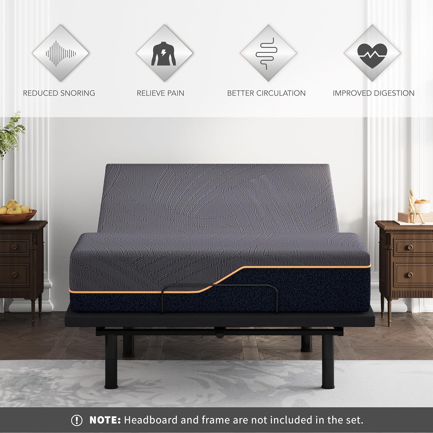 Dyonery Adjustable Bed Base Frame (Frame Only), Head & Foot Incline, 750lbs Lift Capacity, Powerful Quiet Motor, Wireless Remote, 5 Minutes Tools-Free Assembly, Anti-Snore, Queen Size