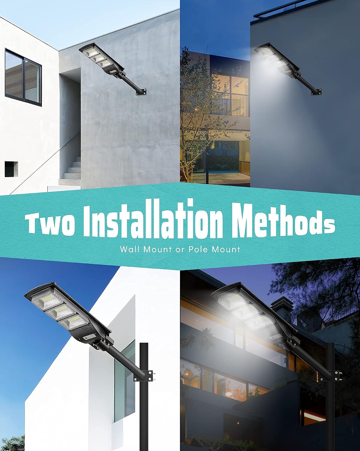 Lovus 2Pack 3600W Solar LED Street Lights, IP65 Waterproof Outdoor Solar Motion Sensor Flood Security Lights Dusk to Dawn for Parking Lot, Home, Garage