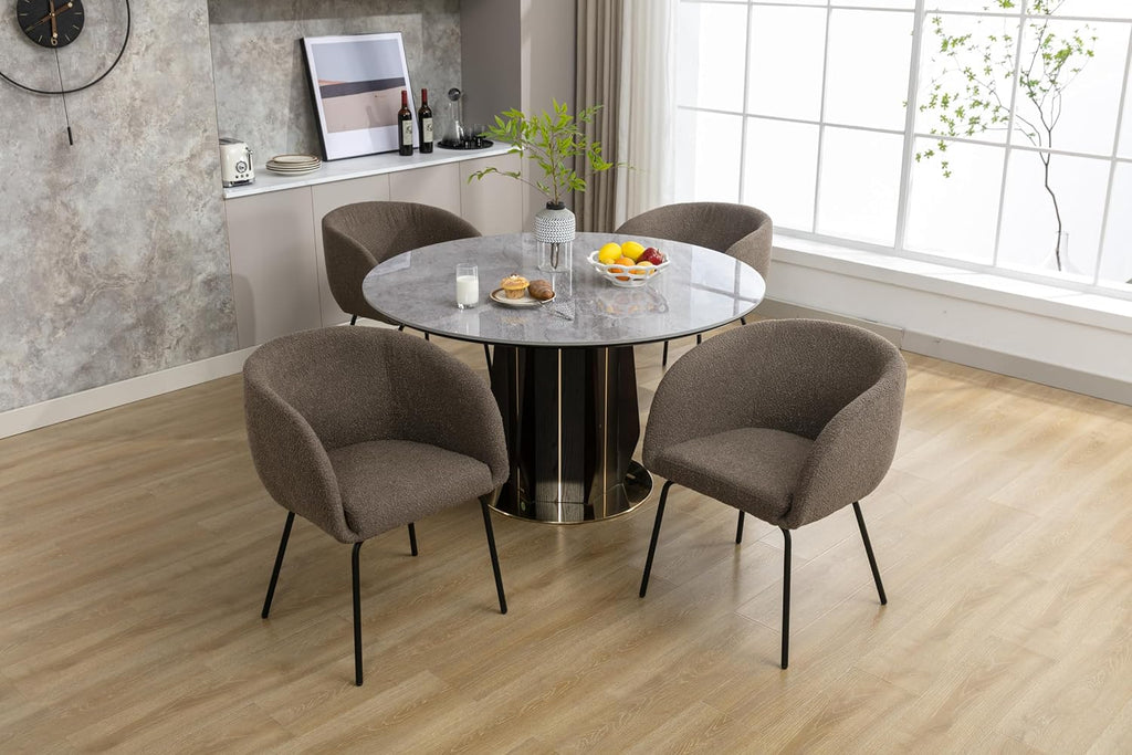 Luxury Velvet Swivel Dining Chairs Set of 2 Beige Chairs for Living Room or Bedroom Single Light Luxury Design Metal Legs Elegant Furniture for Home Décor (Brown + Black Legs Set of 2)