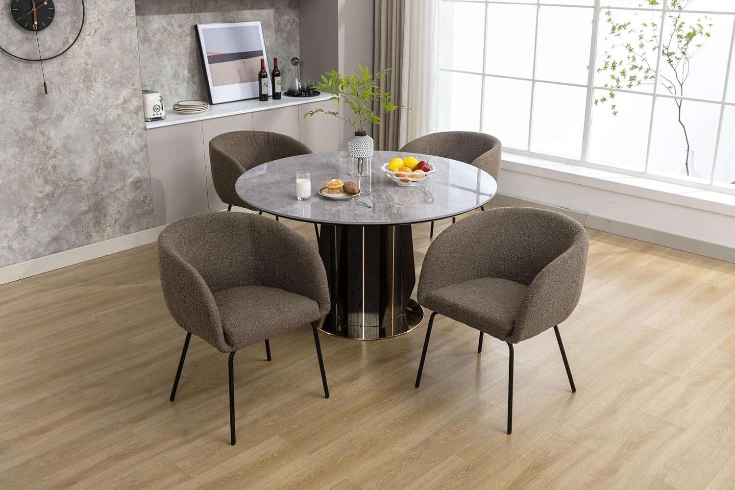 Luxury Velvet Swivel Dining Chairs Set of 2 Beige Chairs for Living Room or Bedroom Single Light Luxury Design Metal Legs Elegant Furniture for Home Décor (Brown + Black Legs Set of 2)