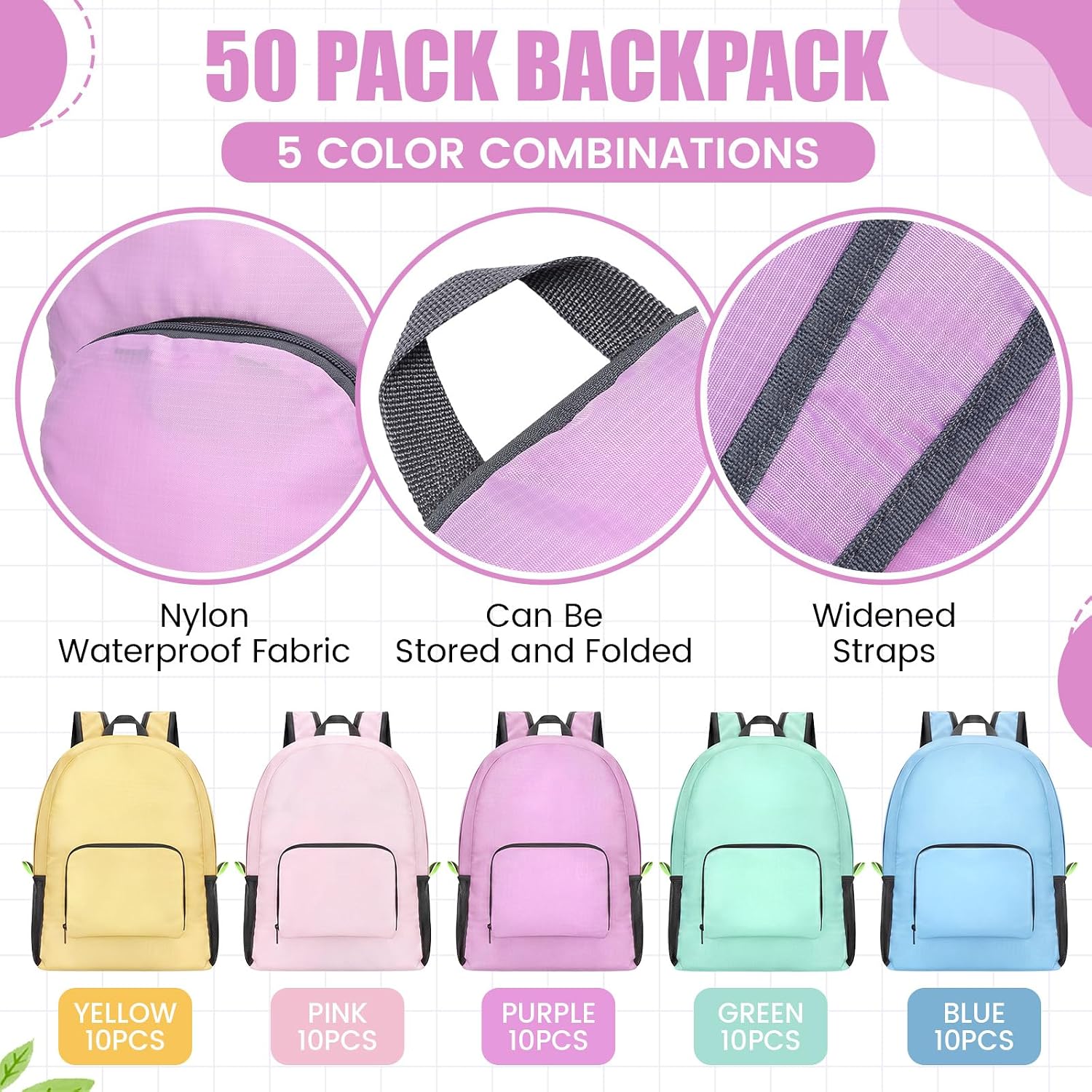 Eccliy 50 Pack Backpacks Bulk 17 Inches Back Pack Basic Backpack for Adult Lightweight Outdoor Travel Bookbags (5 Basic Color)