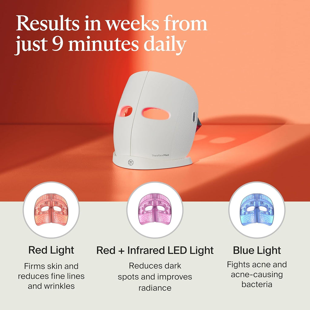 TheraFace Mask by Therabody - LED Light Therapy Skincare Face Mask with Vibrating Massage - Blue & Red Light Therapy and Facial Massager for Wrinkles, Skin Tightening & Dark Spots - FSA Eligible