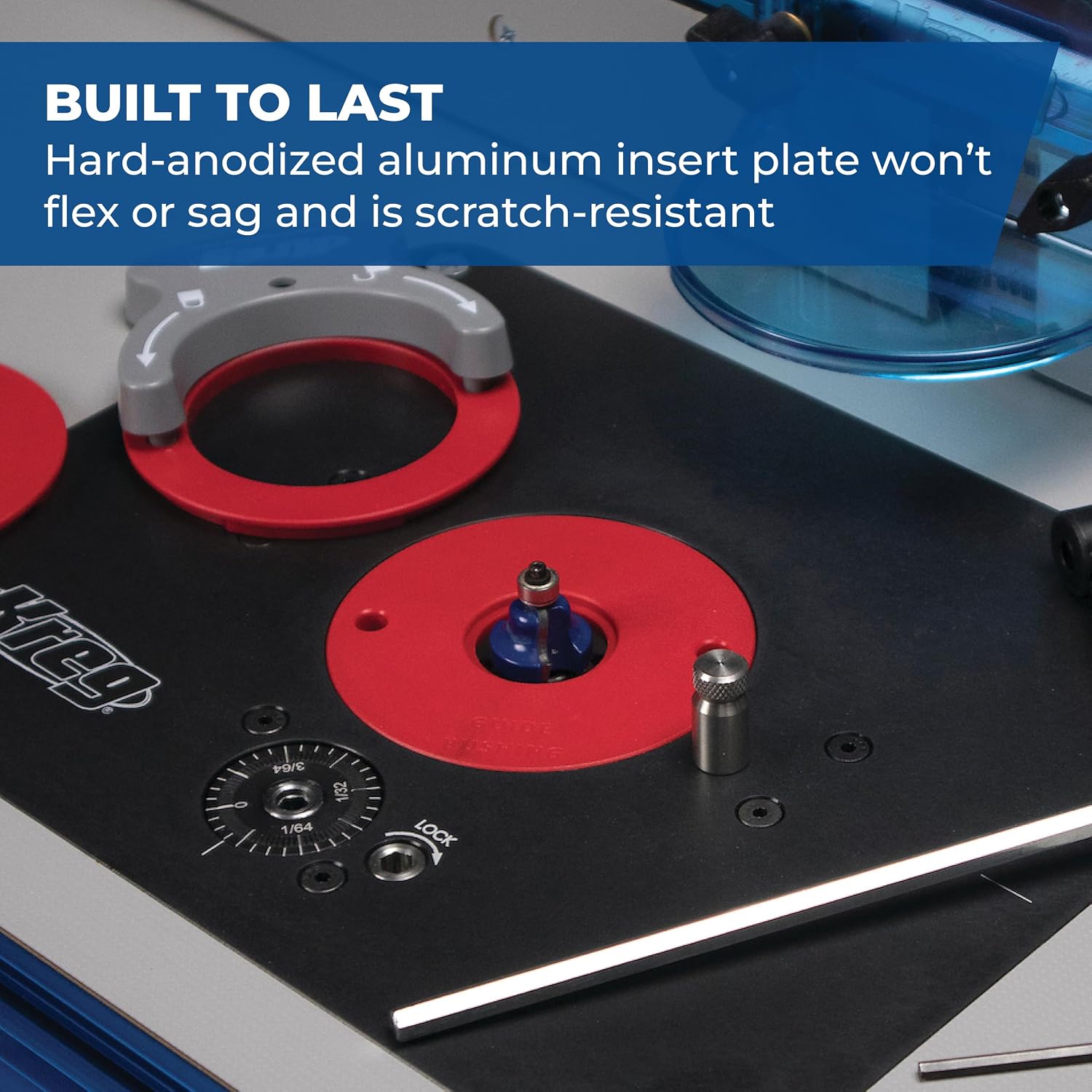 Kreg PRS5000 Precision Router Lift - Router Table Lift System - Durable Router Plate Insert - Router Table Plate Insert - For Quick, Accurate, Reliable & Repeatable Setups