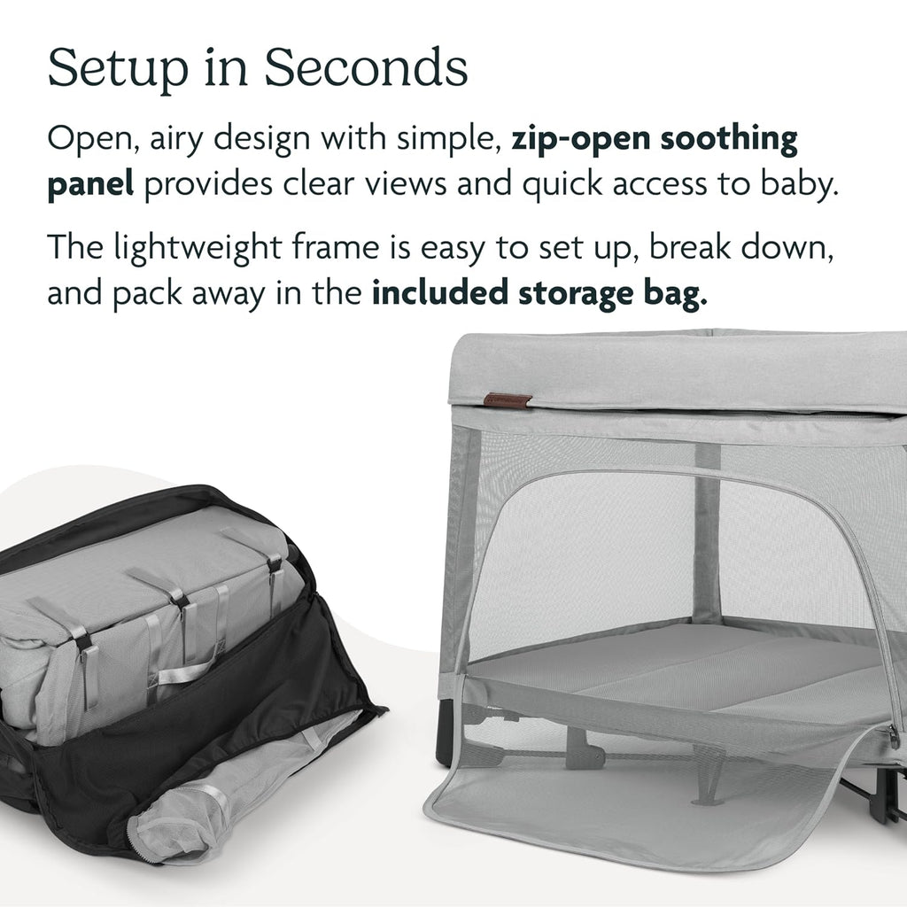 UPPAbaby Remi Playard | Deluxe 3-in-1 Portable Playard, Bedside Bassinet + Travel Crib| Mesh Bassinet, Mattress, Organic Cotton Mattress Cover + Storage Bag Included | Wells (Dark Taupe Mélange)
