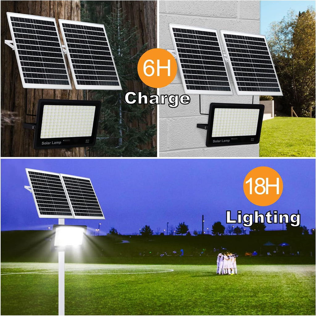 400W Solar Security Flood Lights,LED Street Light Outdoor IP66 Waterproof with Remote Control Parking Lot Lights for Yard, Garden, Swimming Pool, Pathway, Basketball Court, Arena