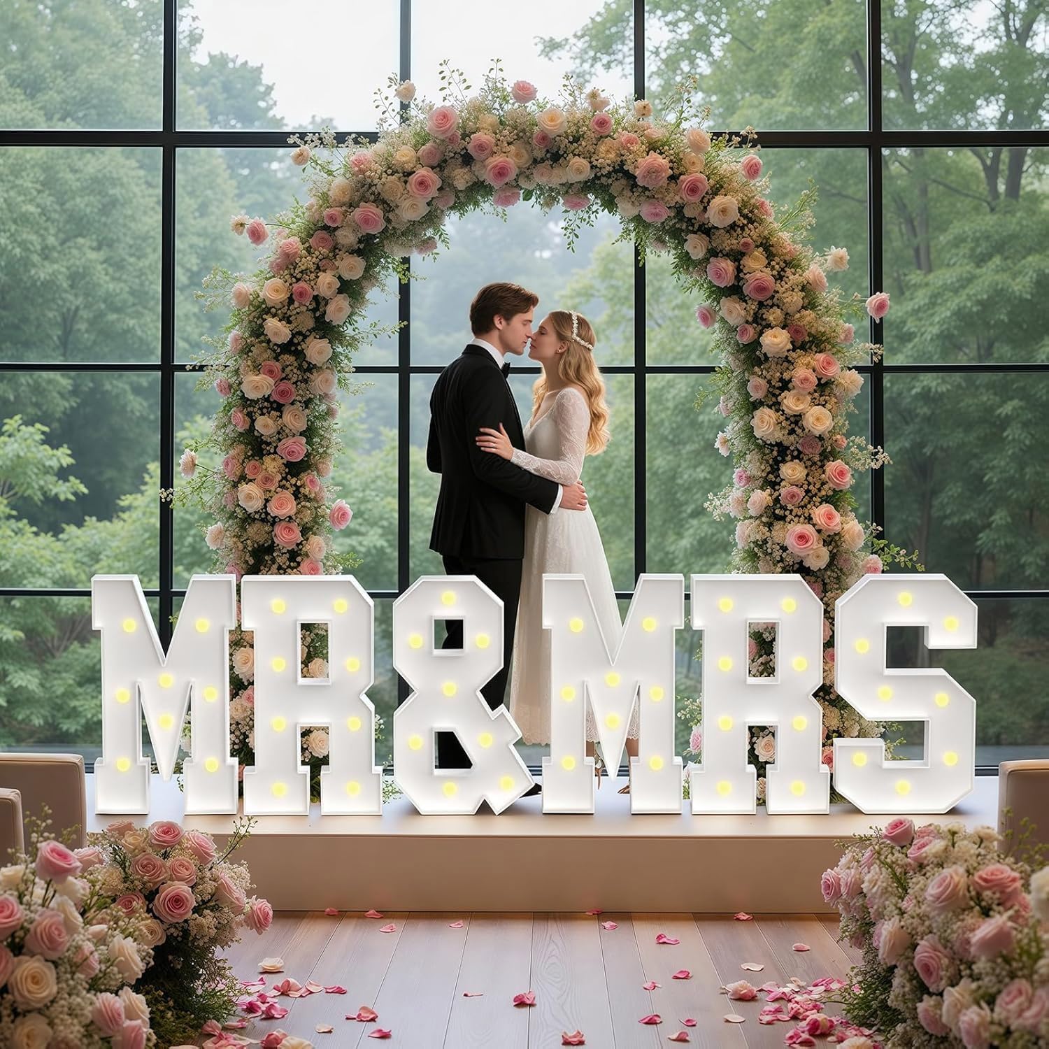 6Pcs 4FT MR&MRS LED Letter Lights, Warm Glow Shiny Letter Signs, Premium Wedding Decor Light Board, Ideal for Wedding Party, Dance, Anniversary, Engagement & Romantic Themed Events