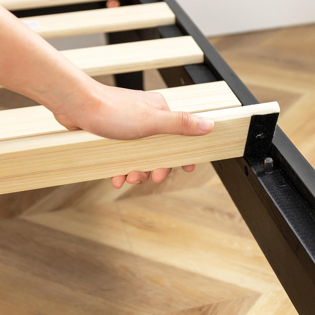 Mellow Naturalista Grand 12 Inch Solid Wood Platform Bed with Wooden Slats, Easy Assembly, Full, Black