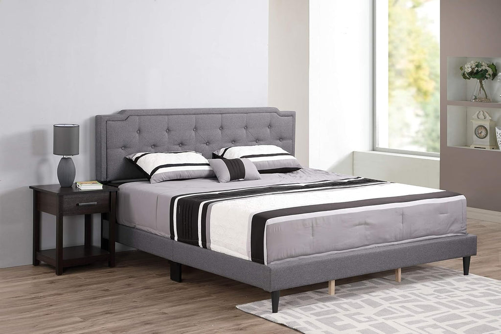 Glory Furniture Deb Fabric Upholstered King Bed in Gray