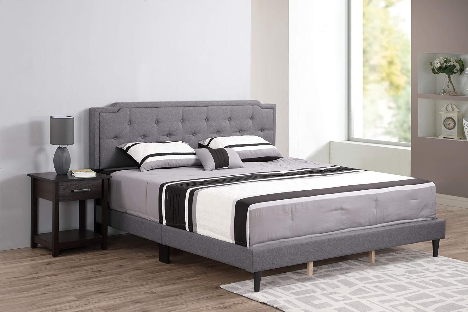 Glory Furniture Deb Fabric Upholstered King Bed in Gray