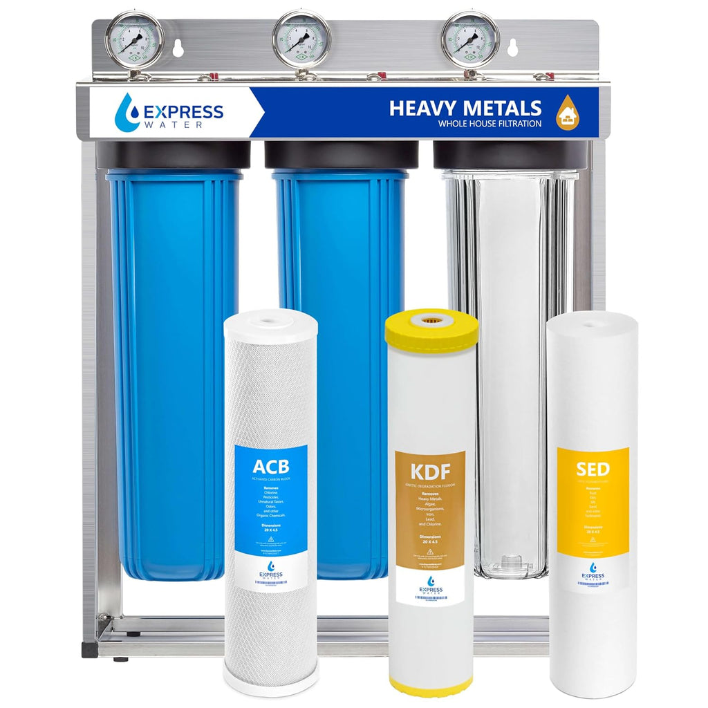 Express Water Whole House Water Filter System | HEAVY METAL | 3 Stage Water Purifier Whole Home, Heavy Metal Filter Produces Overachieving H2O, Targets Lead, Arsenic, Chromium, Reduces Chlorine