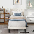 Twin Size Bed Frames with Upholstered Wingback Headboard, Easy Assemnly Platform Bed and Heavy Duty Wooden Slats Support, Noise-Free, No Box Spring Needed (Cream, Twin)