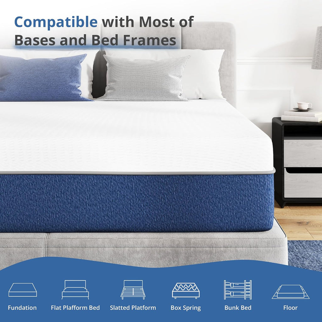 MLILY 14 Inch King Memory Foam Mattress, Gel Cooling Mattress Bed in a Box, Fiberglass Free, Medium Firm, Back Pain Relief, CertiPUR-US Certified, 76'x80'x14', White