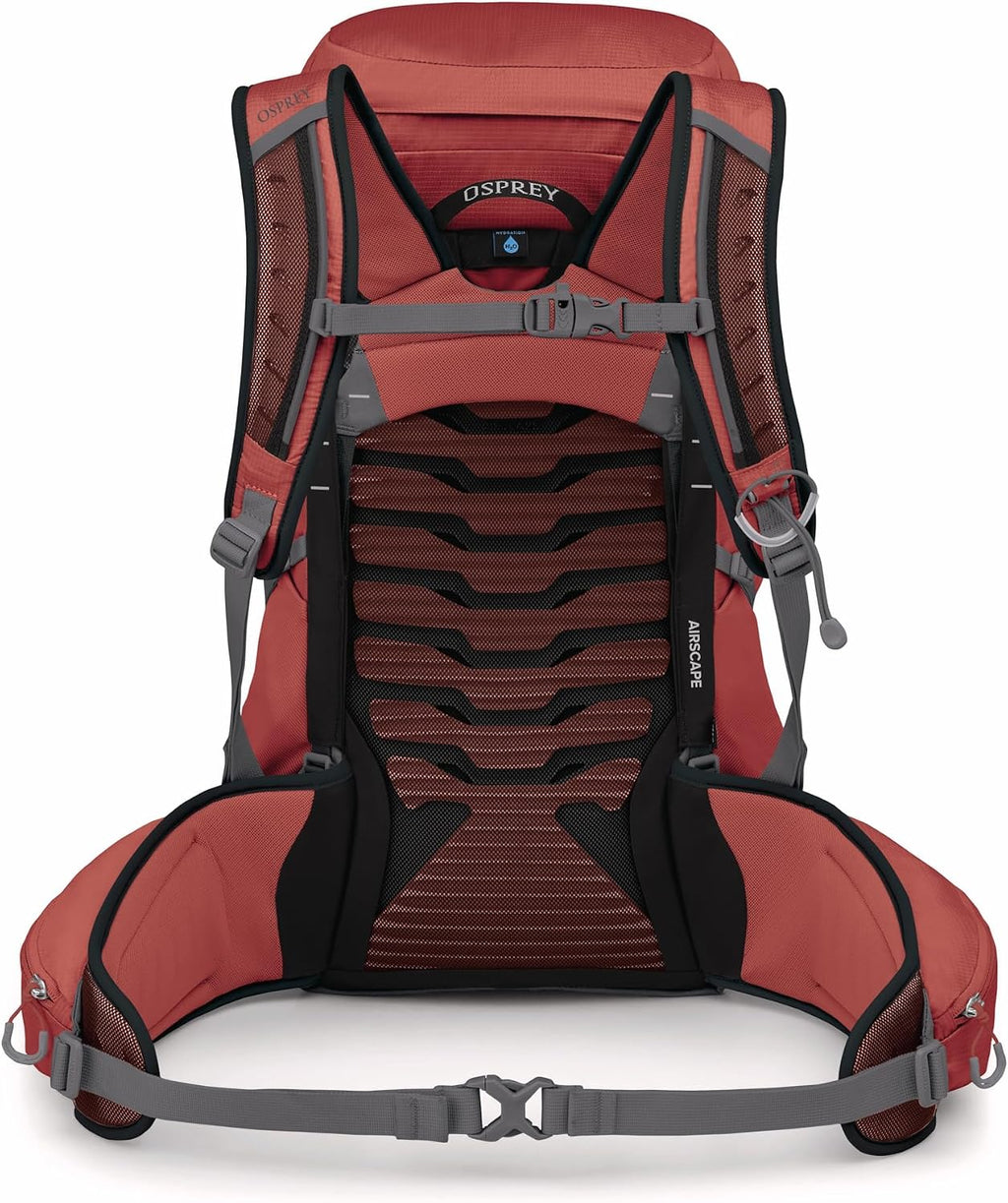 Osprey Tempest 33L Women's Lightweight Hiking Backpack - Daypack for Travel & Camping, Red Pampas/Coal Grey, Extended Fit