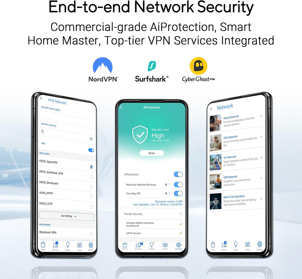 ASUS RT-BE90U Tri-Band WiFi 7 Router: Commercial-Grade Network Security, AiMesh Extendable Router, Quad 2.5G Ports, Smart Home Master