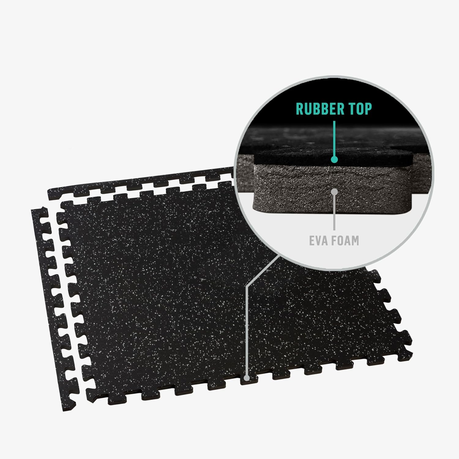 Velotas 3/8-Inch Thick Interlocking Foam Tiles with Rubber Top - Personal Fitness Mat, EVA Foam Puzzle Floor Tiles, for Home Gym Workouts