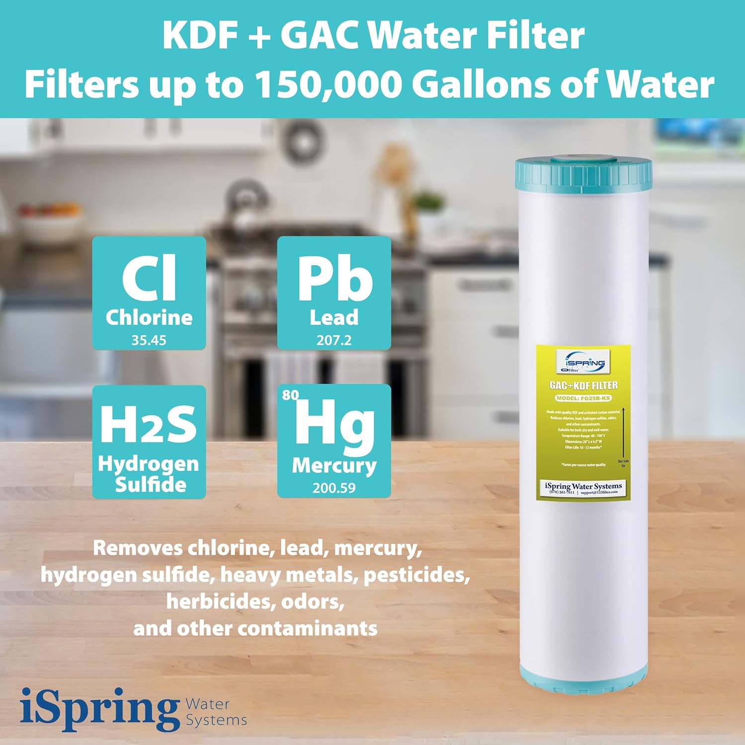 iSpring F3WGB32BKDS 4.5' x 20' 3-Stage Whole House Water Filter Replacement Pack with Polyphosphate Anti-Scale, GAC+KDF, and CTO Carbon Block Water Filters, Fits WGB32B-KDS