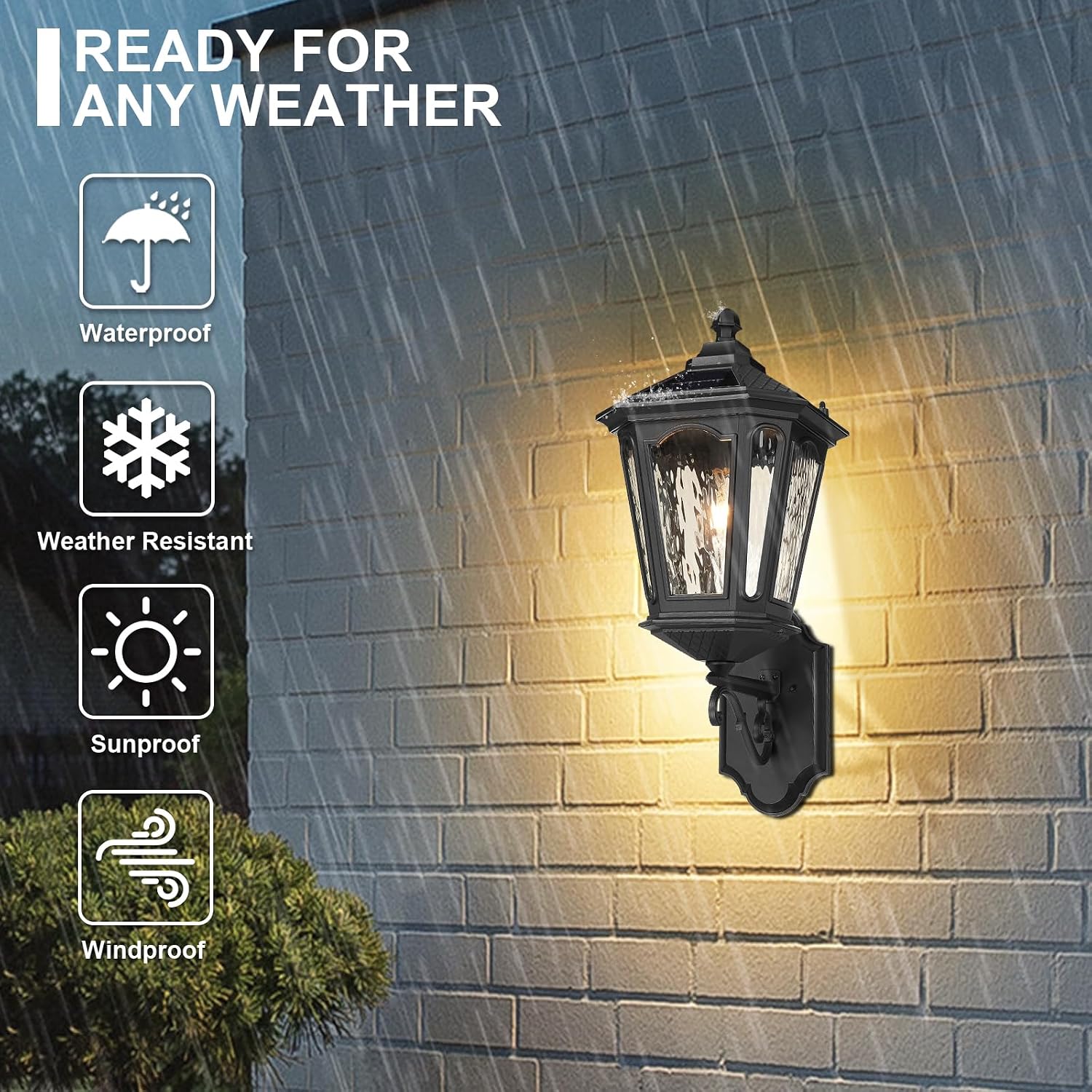 25'' Large Solar Wall Light Outdoor with Remote Control, LED Dusk to Dawn 3 Lighting Modes Solar Exterior Wall Lantern Outside Sconce Lights for Patio Doorway Porch Walkway