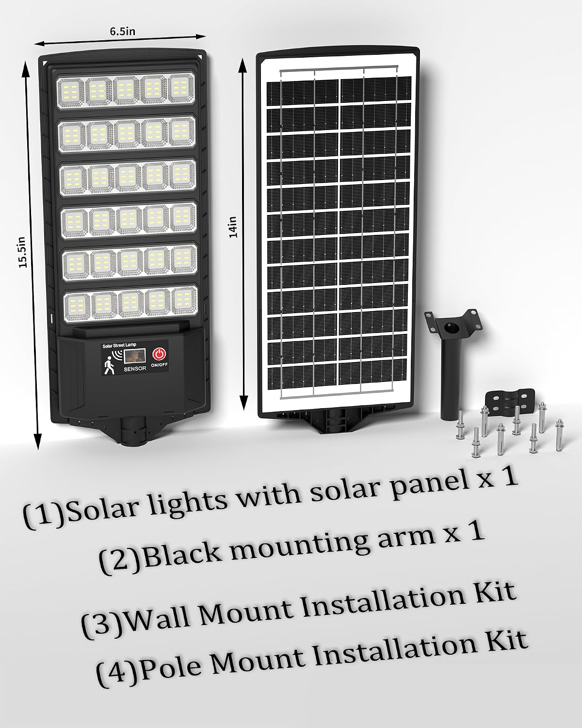 Ofuray Solar Lights Outdoor Waterproof, 3000K/4000K/6500K Dusk to Dawn Solar Security Light with Motion Sensor & Remote Control, IP66 Waterproof High Power LED Lighting for Wall,Yard,Outside Tri-2P