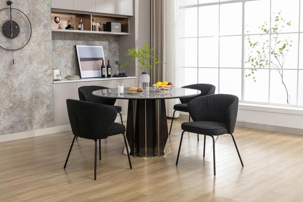 Luxury Velvet Swivel Dining Chairs Set of 2 Beige Chairs for Living Room or Bedroom Single Light Luxury Design Metal Legs Elegant Furniture for Home Décor (Black Set of 2)