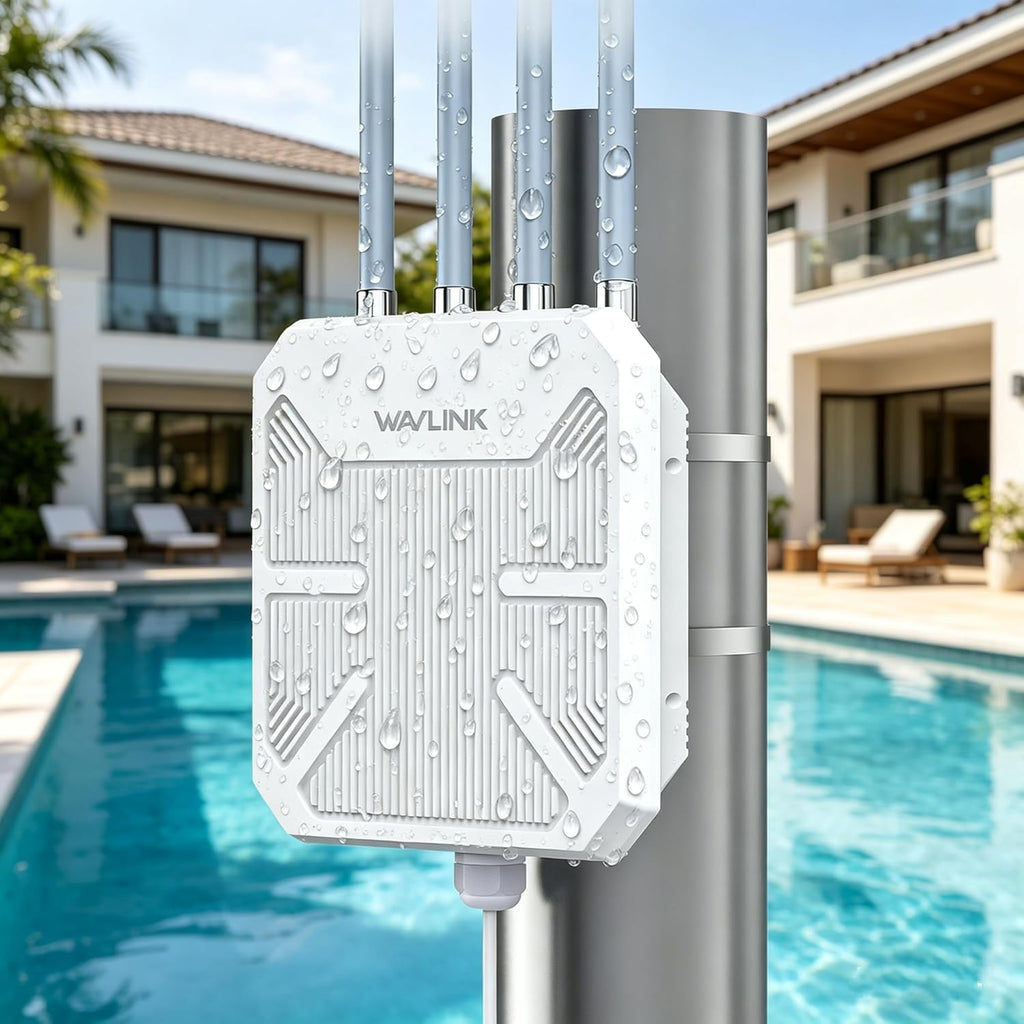 2026 AX1800 WiFi 6 Outdoor WiFi Extender, WAVLINK Long Range WiFi Extender Signal Booster with PoE, Work with Starlink, IP67 Waterproof, Supports Extender/AP/Repeater/Mesh Mode for Farm, RV