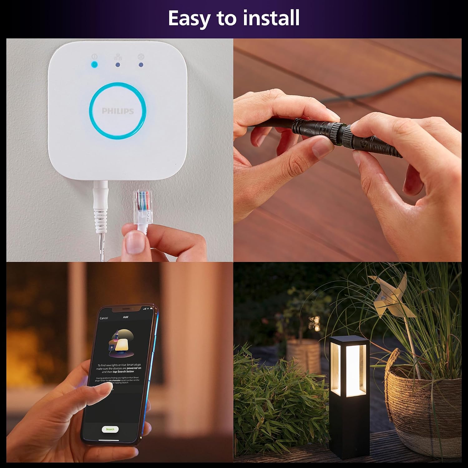 Philips Hue Impress Outdoor Pedestal Light (Low-volt), (400 x 100mm) White & Color Light, Voice Control, Bridge required