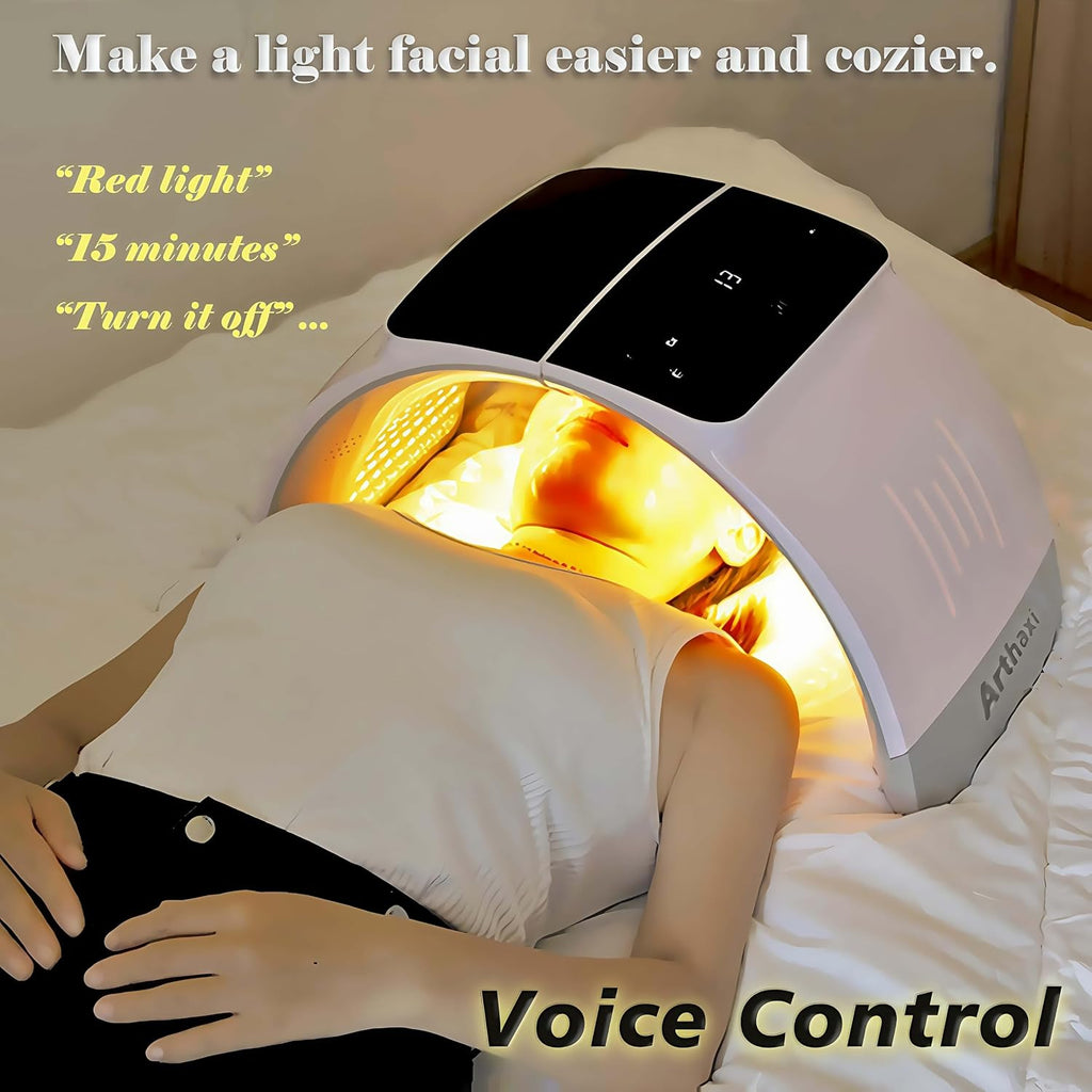 LED Light Skin Care Therapy Machine, Photon Facial Rejuvenation Device 7 Colors, LED-Face-Mask-Light-Therapy, Red Light Therapy for Face Folding Design Salon and Home Use, Gifts for Women, White