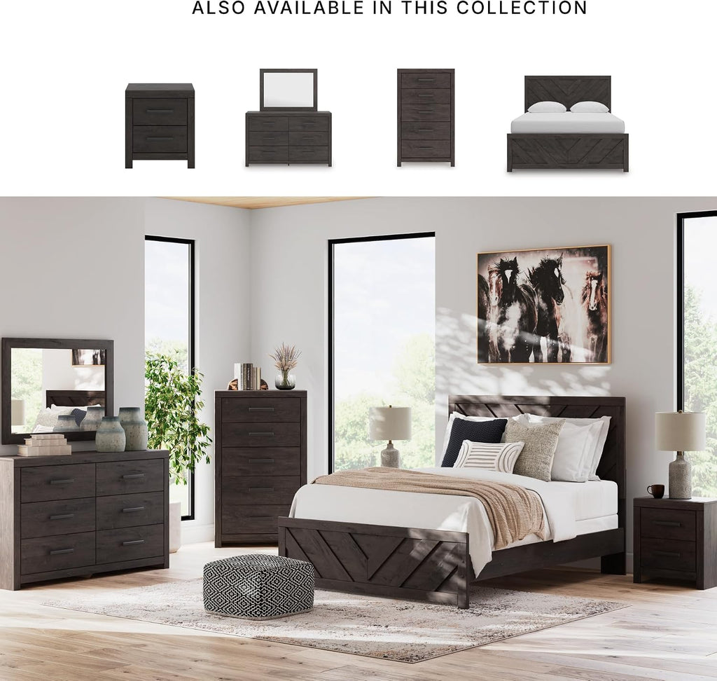 Signature Design by Ashley Prendonea Farmhouse Queen Panel Bed, Foundation or Box Spring Needed, Gray