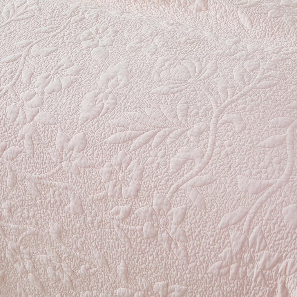 Brandream Queen Size Quilt Set Cotton Pink Quilts Farmhouse Matelasse Coverlet Oversized Bedspread 98x106 with 2 Standard Shams